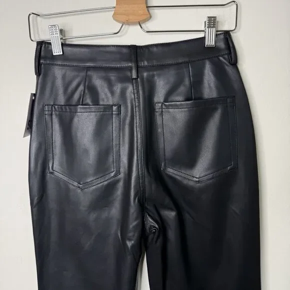 NWT Size 9 SO Black Faux Leather High Rise Flare Bell Bottom Pants Chic Goth 70s - Picture 10 of 16